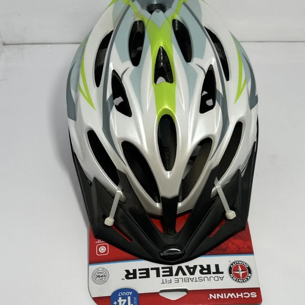 Schwinn Traveler Adjustable Fit Adult Cycling Helmet Visor White Gray Green